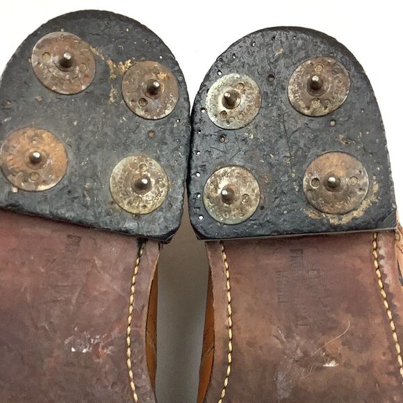 Vintage Etonic Men Golf Shoes 8 D Brown Tan Leather Oxford Brogue Metal Spikes main image 8